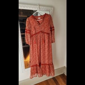 Roolee Mom Floral Red Maxi Dress.